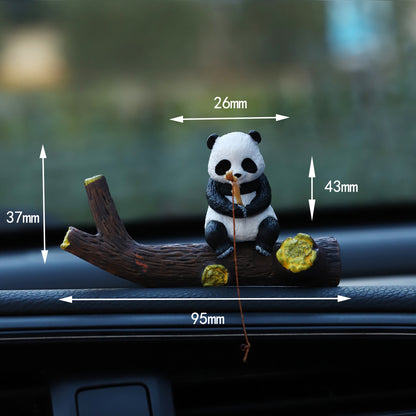 Mini Cartoon Animal Fishing Figurine for Car Dashboard and Desk Decor