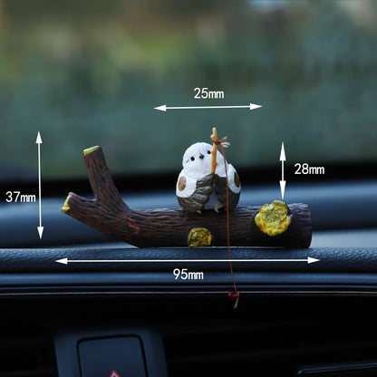Mini Cartoon Animal Fishing Figurine for Car Dashboard and Desk Decor