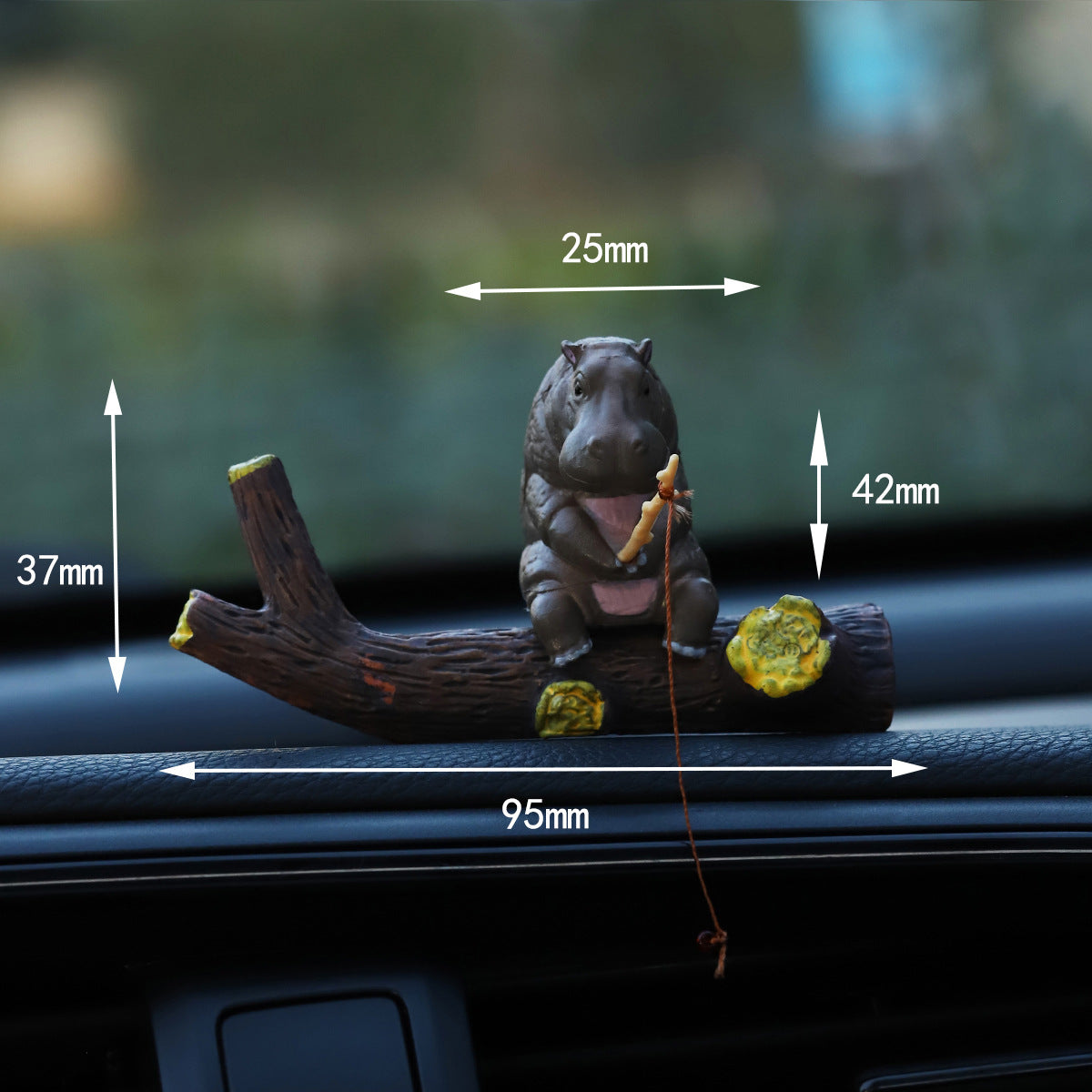 Mini Cartoon Animal Fishing Figurine for Car Dashboard and Desk Decor