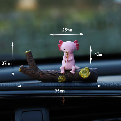 Mini Cartoon Animal Fishing Figurine for Car Dashboard and Desk Decor