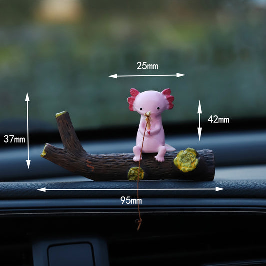 Mini Cartoon Animal Fishing Figurine for Car Dashboard and Desk Decor