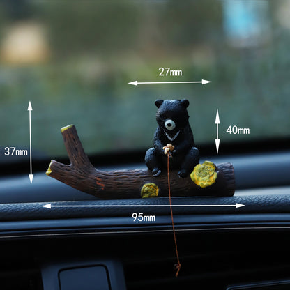 Mini Cartoon Animal Fishing Figurine for Car Dashboard and Desk Decor