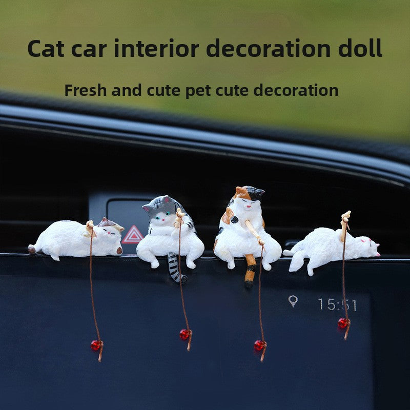 Mini Cartoon Animal Fishing Figurine for Car Dashboard and Desk Decor