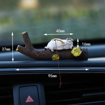 Mini Cartoon Animal Fishing Figurine for Car Dashboard and Desk Decor