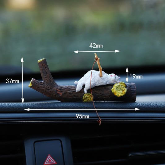 Mini Cartoon Animal Fishing Figurine for Car Dashboard and Desk Decor
