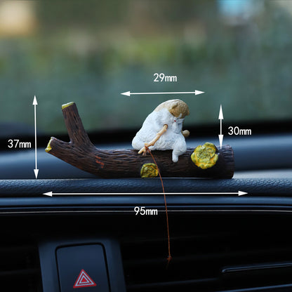 Mini Cartoon Animal Fishing Figurine for Car Dashboard and Desk Decor