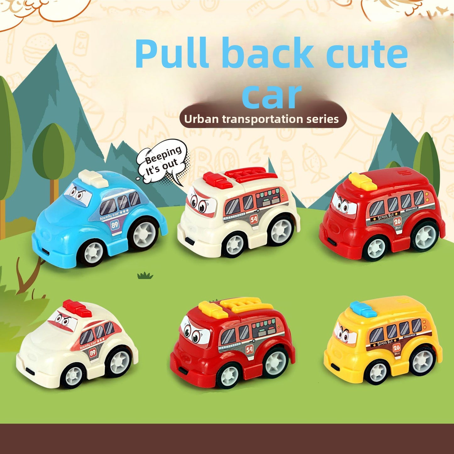 Mini Cartoon Pull-Back Engineering Toy Car