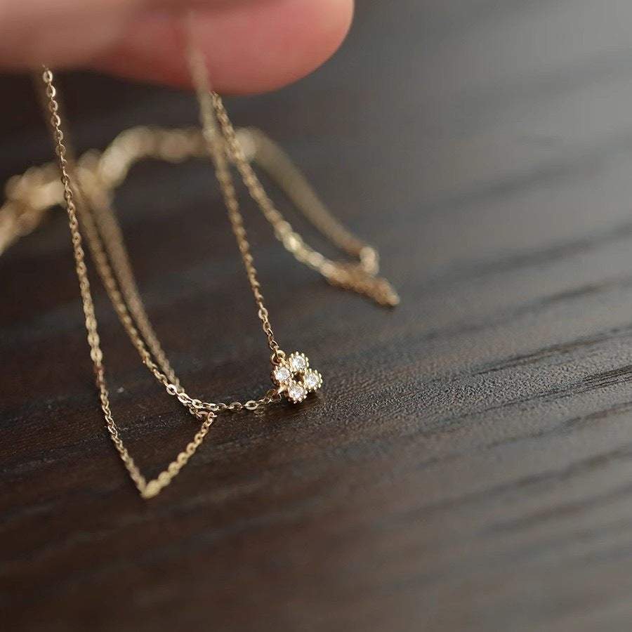 Mini Cross Flower Silver Necklace