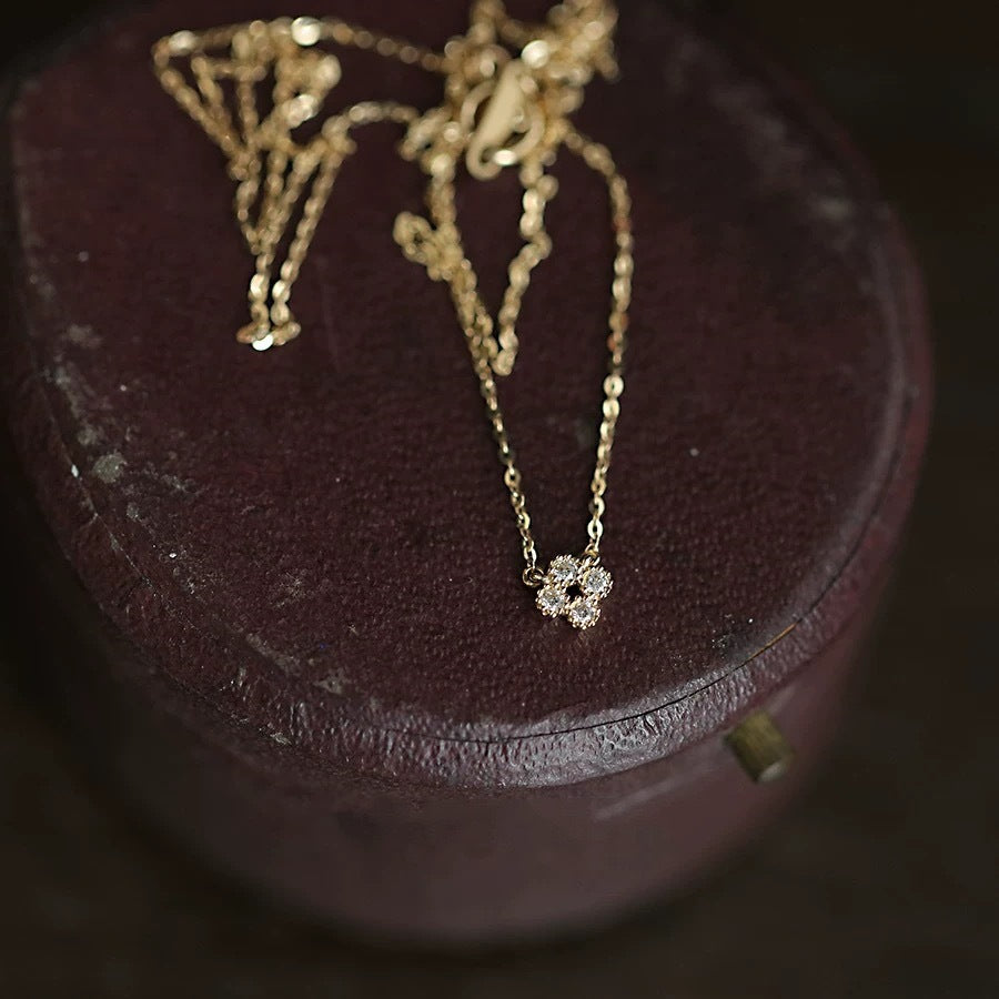 Mini Cross Flower Silver Necklace