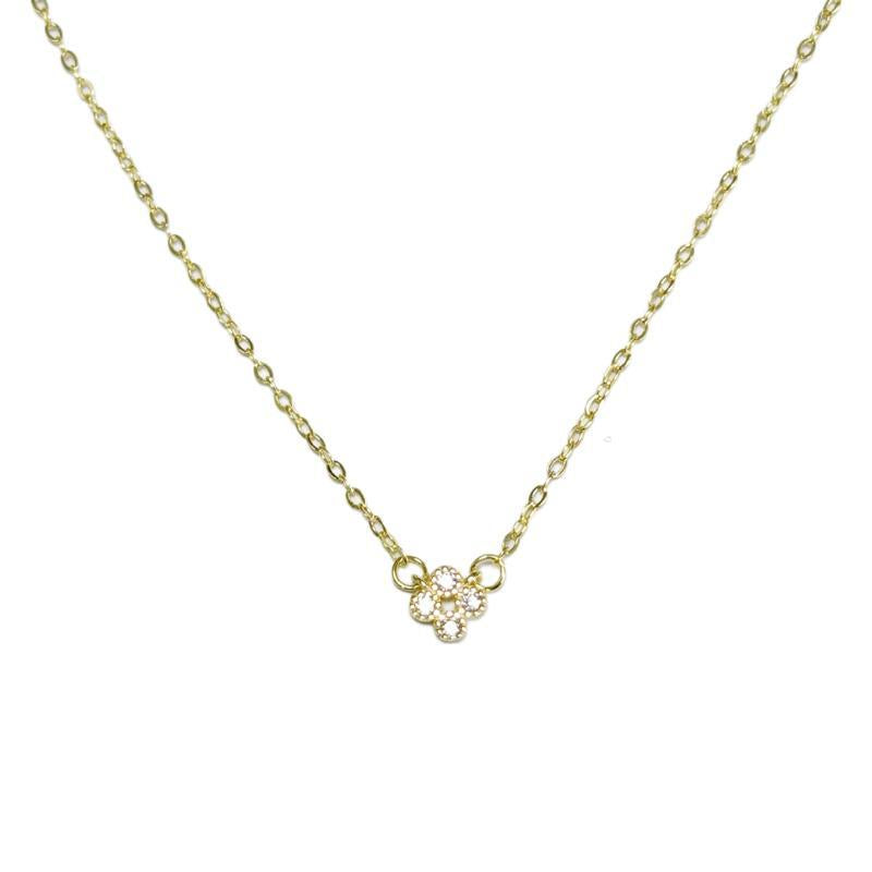 Mini Cross Flower Silver Necklace