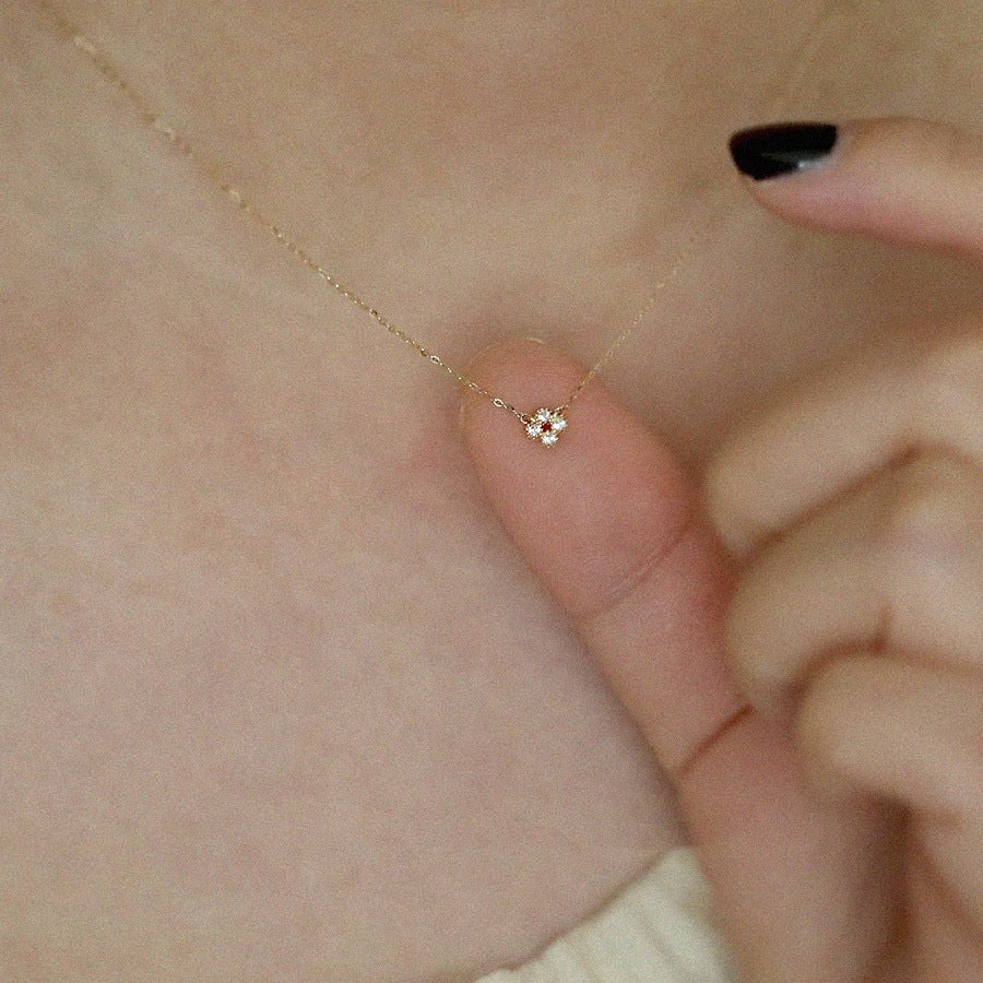Mini Cross Flower Silver Necklace