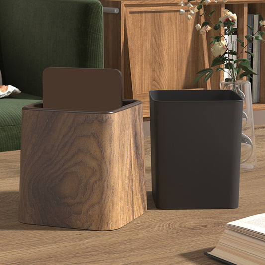 Mini Desktop Trash Can Wood Grain Marble Design