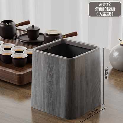 Mini Desktop Trash Can Wood Grain Marble Design