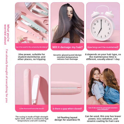 Mini Dual-Purpose Hair Straightener and Curling Iron