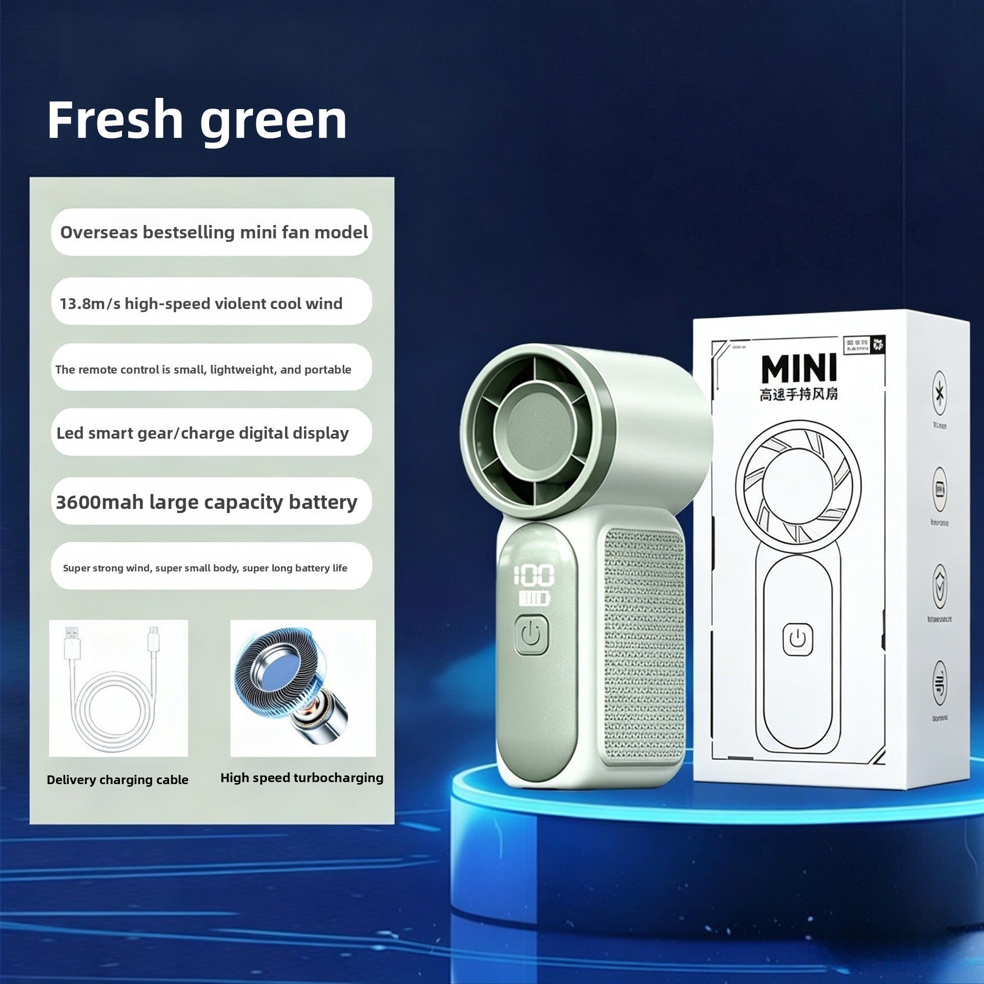 Mini Handheld Turbo Fan USB Rechargeable Cooling Device
