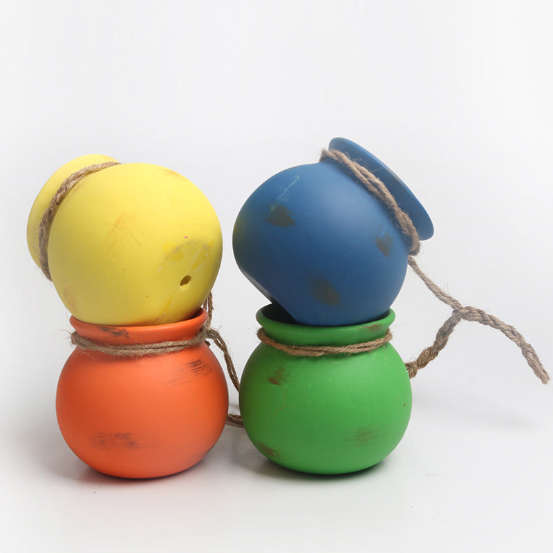 Mini Hemp Rope Ceramic Hanging Flower Pot