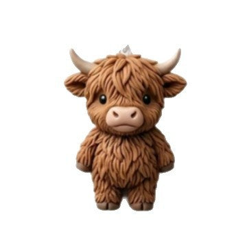 Mini Highland Cow Keychain Charm