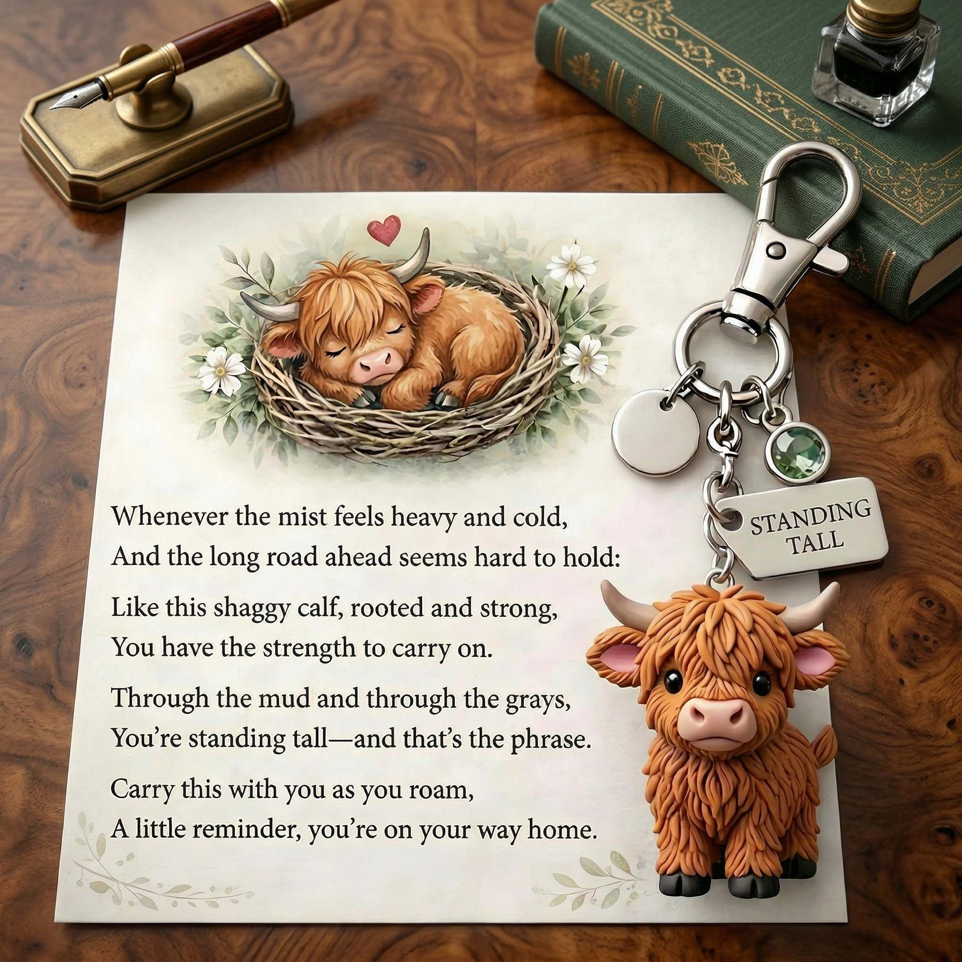 Mini Highland Cow Keychain Charm