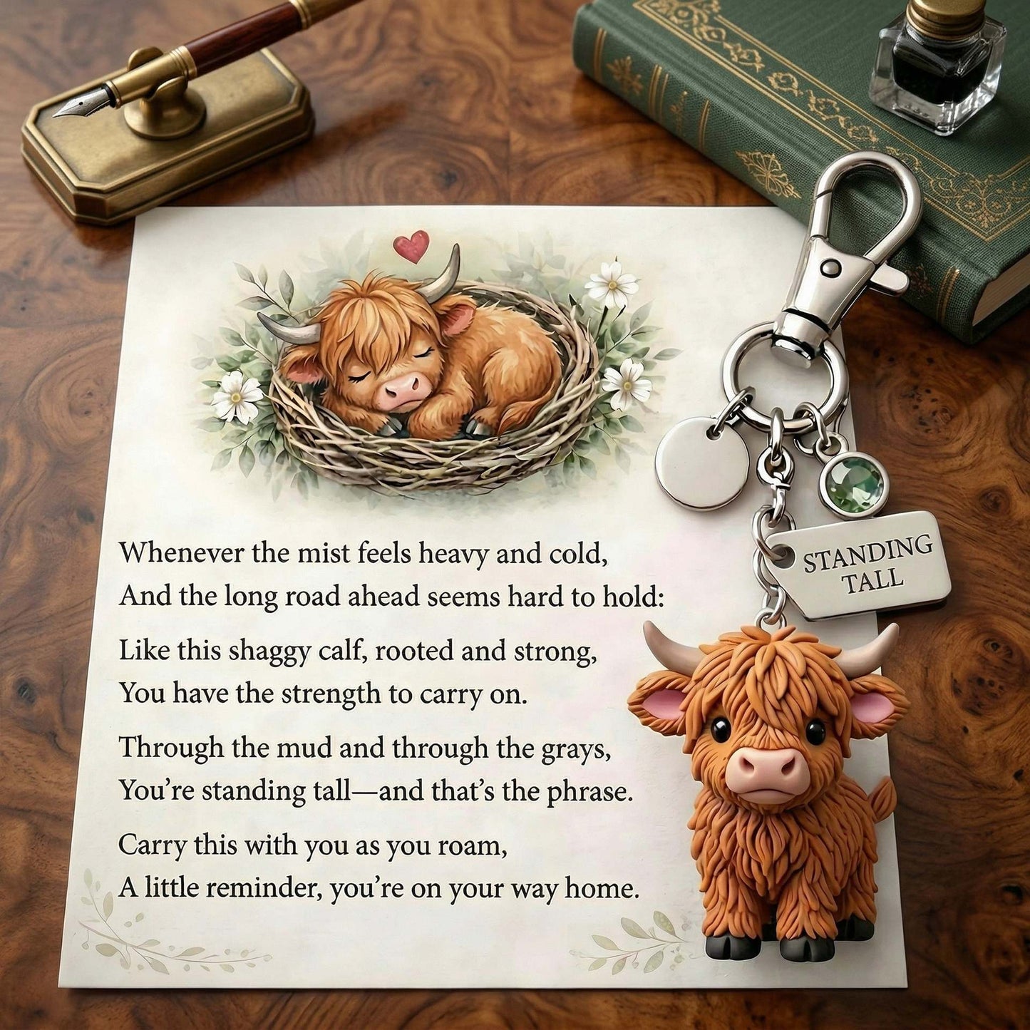 Mini Highland Cow Keychain Charm