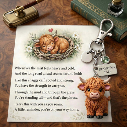 Mini Highland Cow Keychain Charm