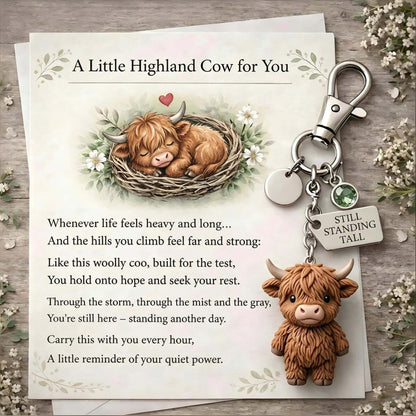 Mini Highland Cow Keychain Charm