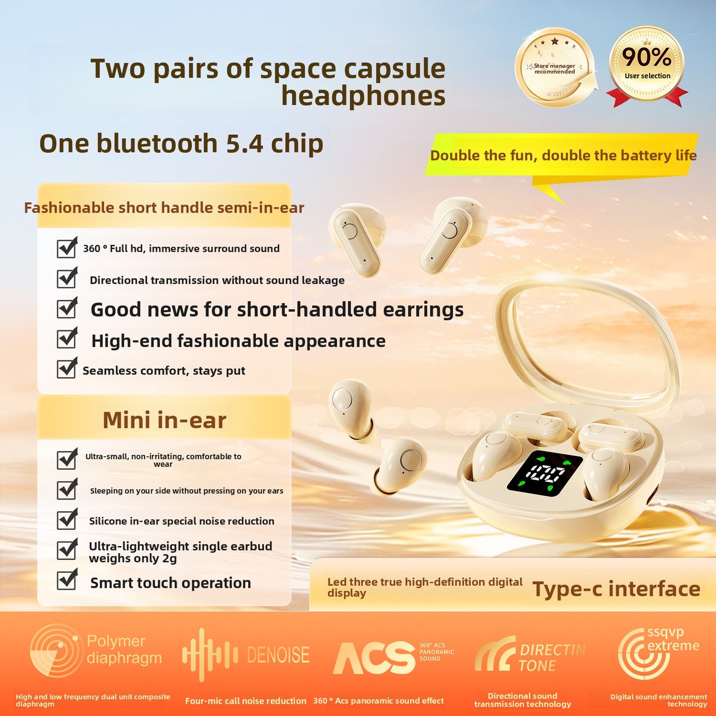 Mini In-Ear Bluetooth Headset with Display