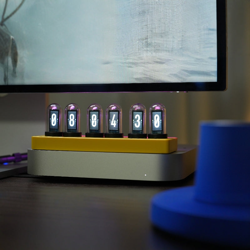 Mini IPS Color Screen Digital Clock with RGB Retro Design