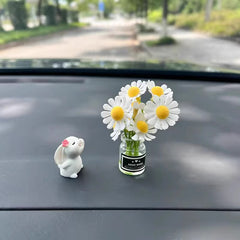 Blue Daisy Vase Rabbit