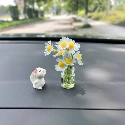 Mini Jasmine Car Perfume Decor with Rabbit Figurine