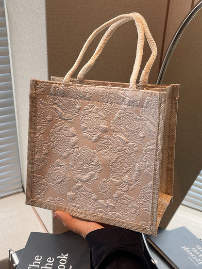 Mini Linen Hand Bag with Floral Design