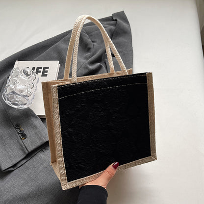 Mini Linen Hand Bag with Floral Design