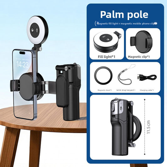 Mini Magnetic Phone Tripod with Zoom Control and Fill Light