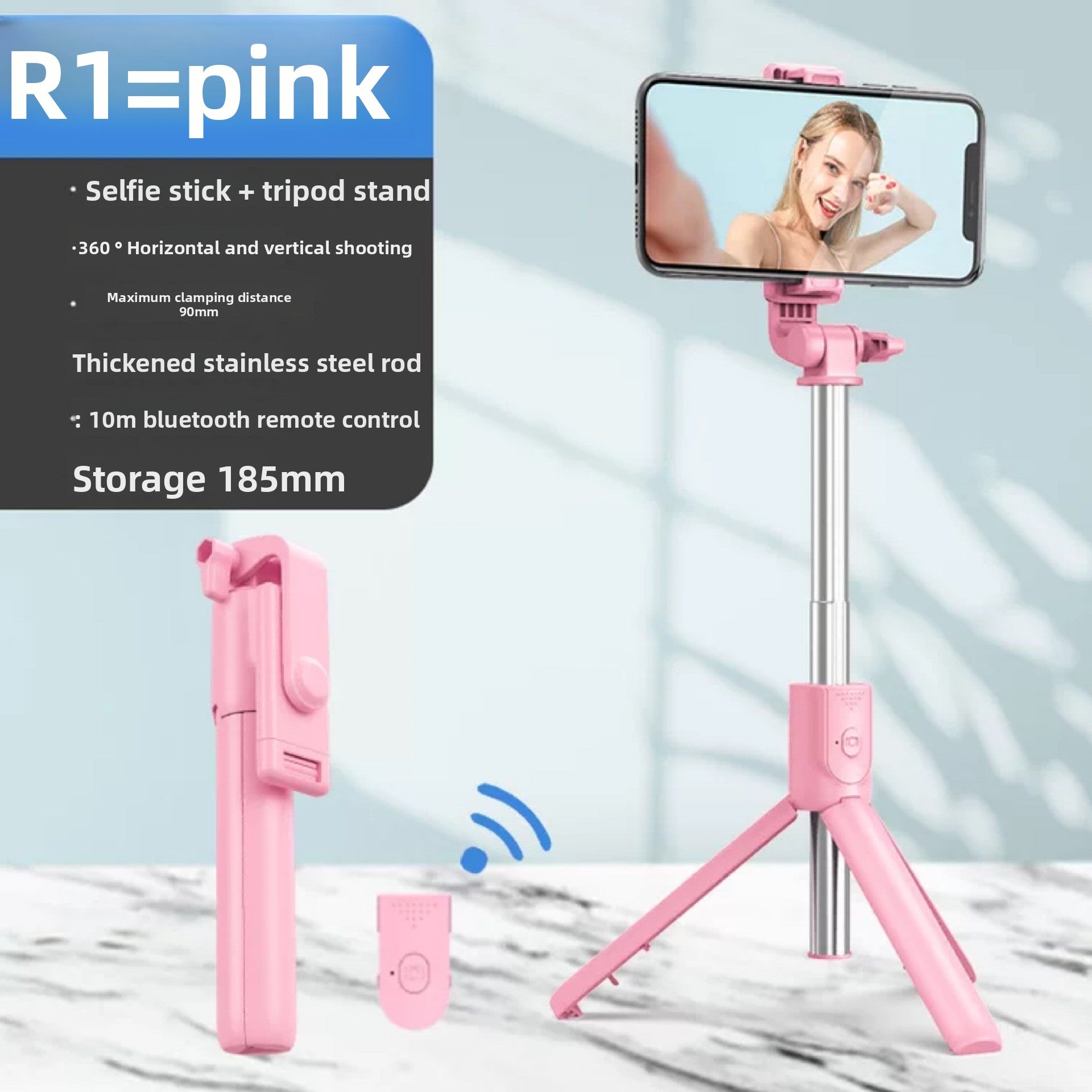Mini portable selfie device with Bluetooth remote control