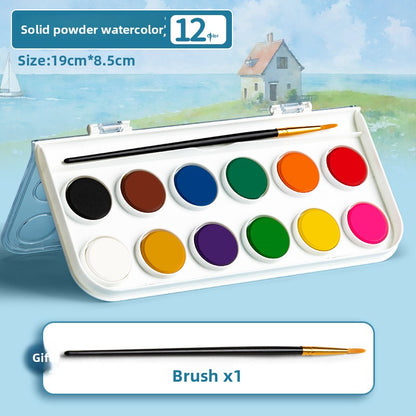 Mini Portable Watercolor Paint Set with Sketchbook and Brush