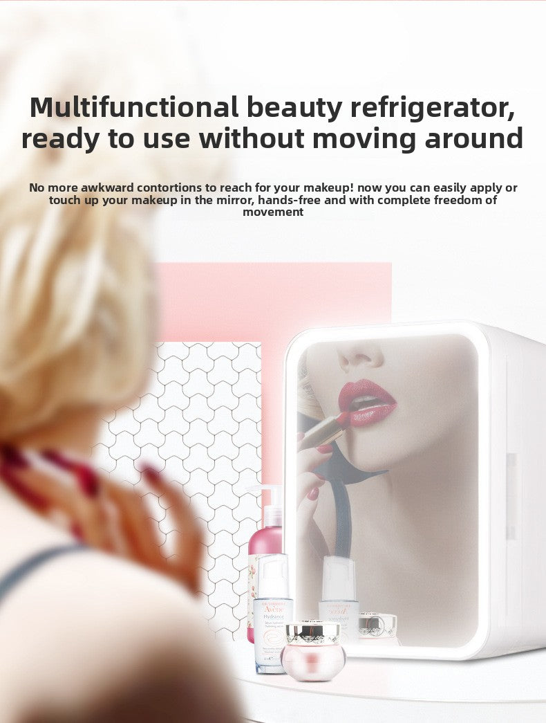 Mini Refrigerator with Mirror for Cosmetics