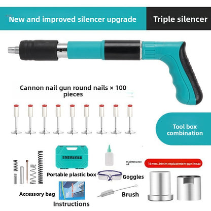 Mini Steel Nail Gun with Silencer for Ceiling Installation
