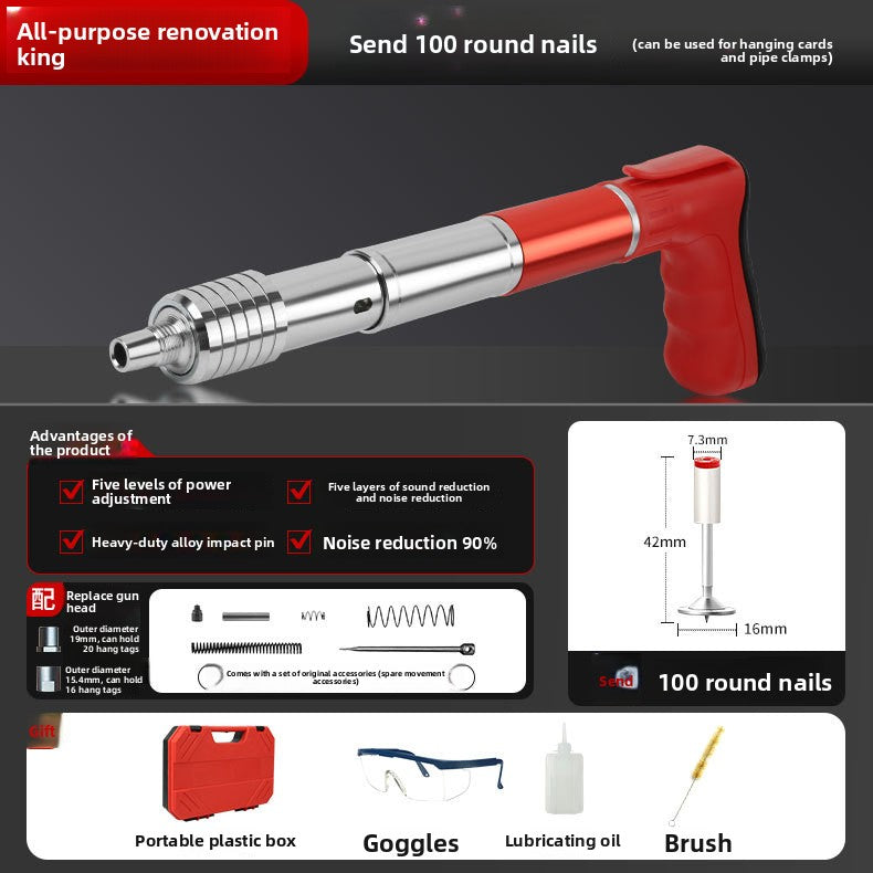 Mini Steel Nail Gun with Silencer for Ceiling Installation