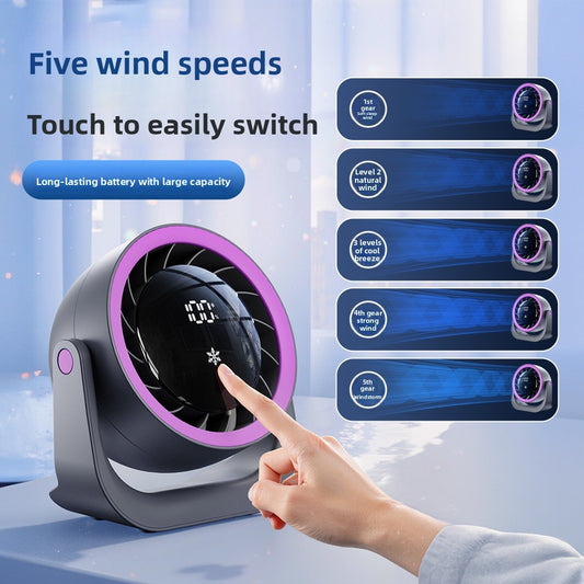 Mini USB Desk Fan with Digital Display