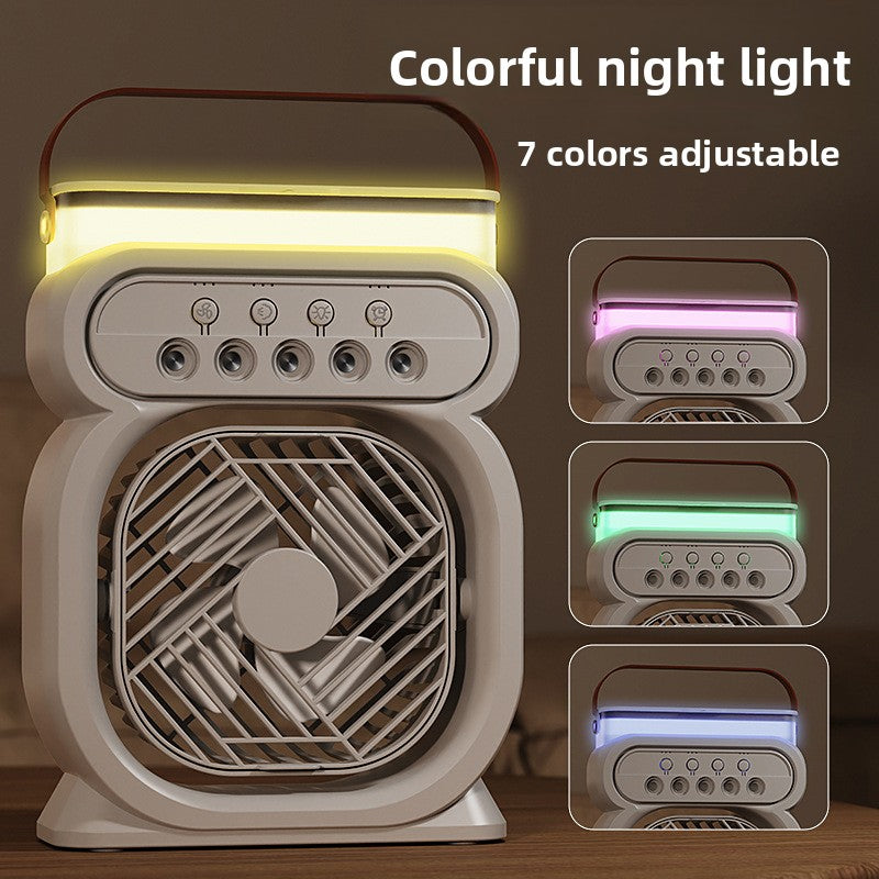 Mini USB Humidifier Fan with LED Light