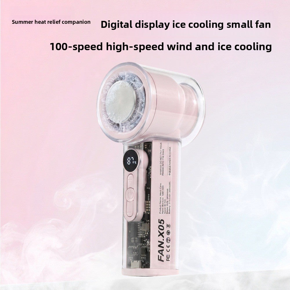 Mini USB Rechargeable Handheld Fan with Digital Display