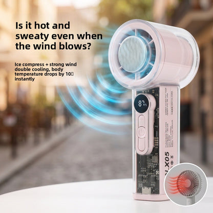 Mini USB Rechargeable Handheld Fan with Digital Display