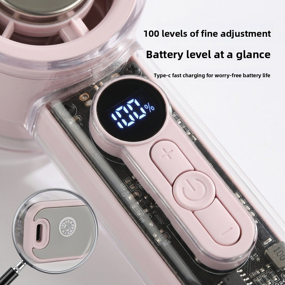 Mini USB Rechargeable Handheld Fan with Digital Display