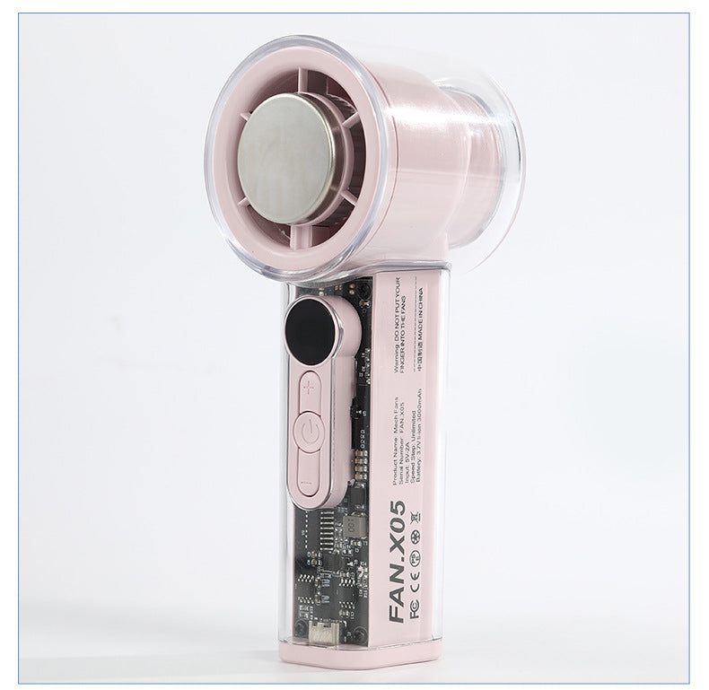 Mini USB Rechargeable Handheld Fan with Digital Display