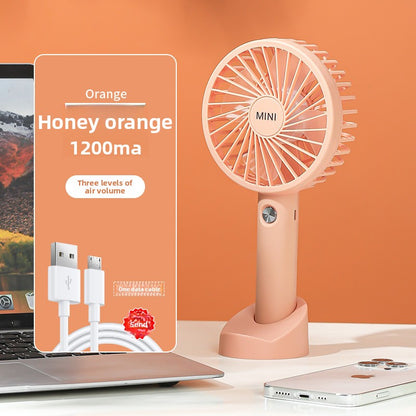 Mini USB Rechargeable Handheld Fan with Phone Holder