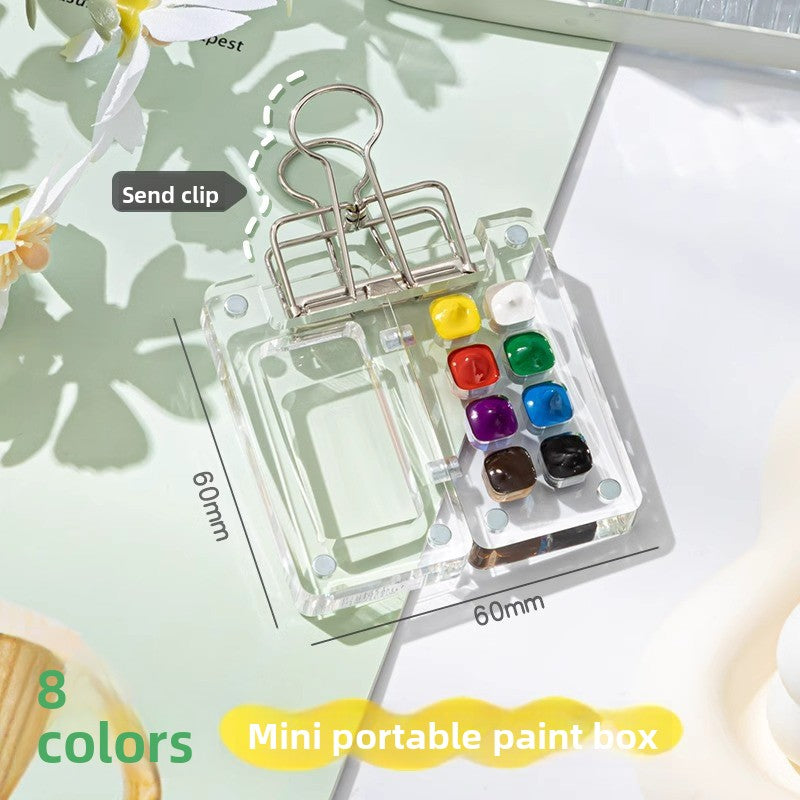 Mini Watercolor Paint Box with Sketchbook and Brush