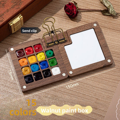 Mini Watercolor Paint Walnut Box