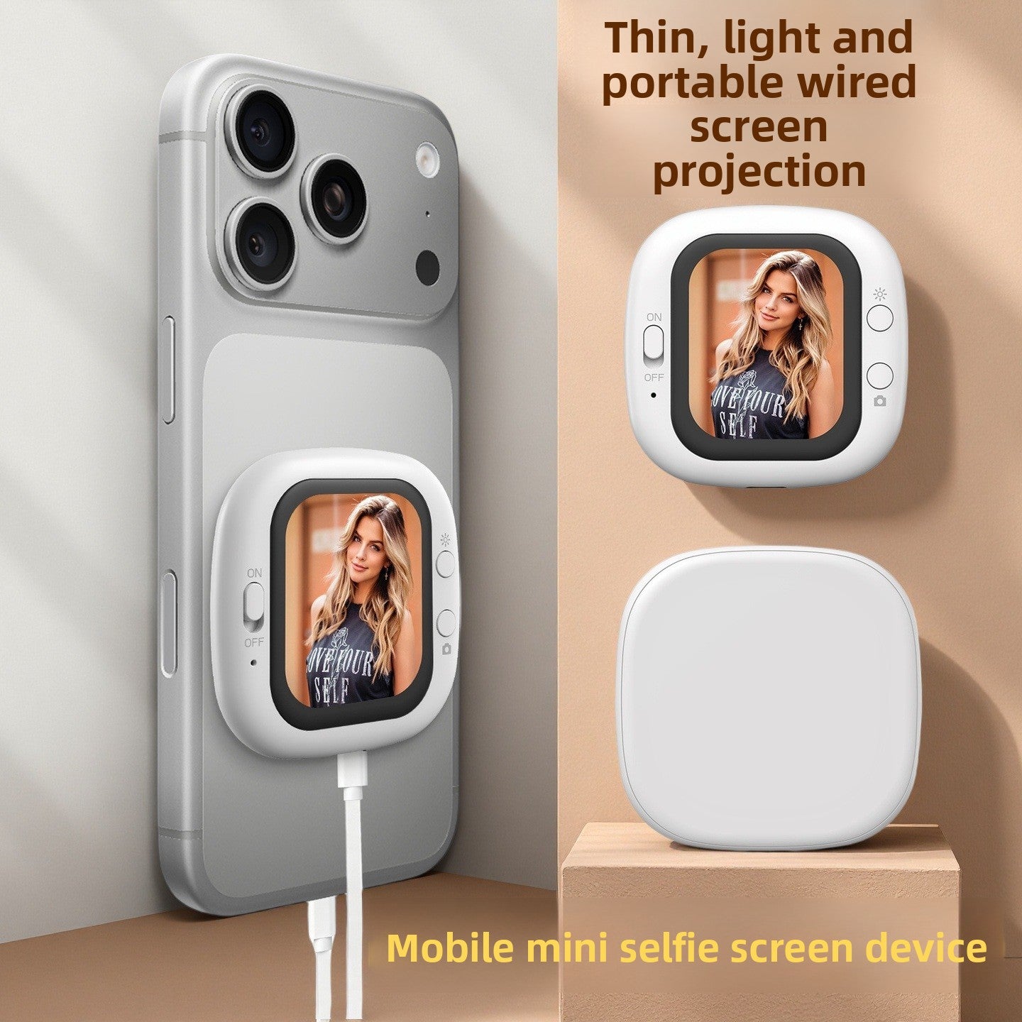 Mini Wired Phone Screen Projector with Type-C