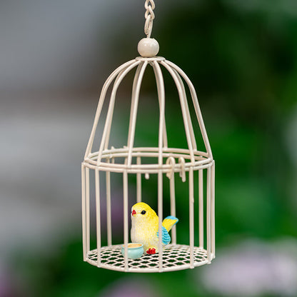 Mini Wrought Iron Bird Cage Ornament for Home Garden Decoration