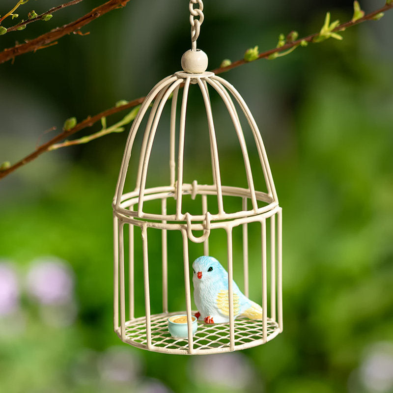 Mini Wrought Iron Bird Cage Ornament for Home Garden Decoration
