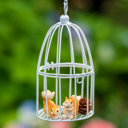 Mini Wrought Iron Bird Cage Ornament for Home Garden Decoration